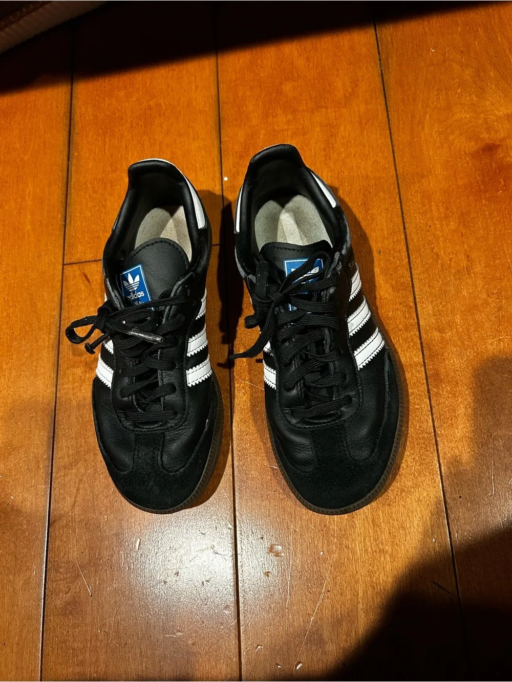 Adidas Black Samba Sneakers with White Stripes. Size 1
